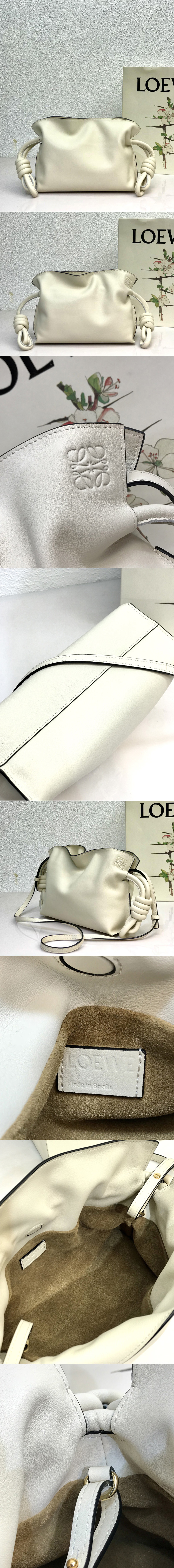 Replica Loewe Mini Flamenco clutch in White nappa calfskin