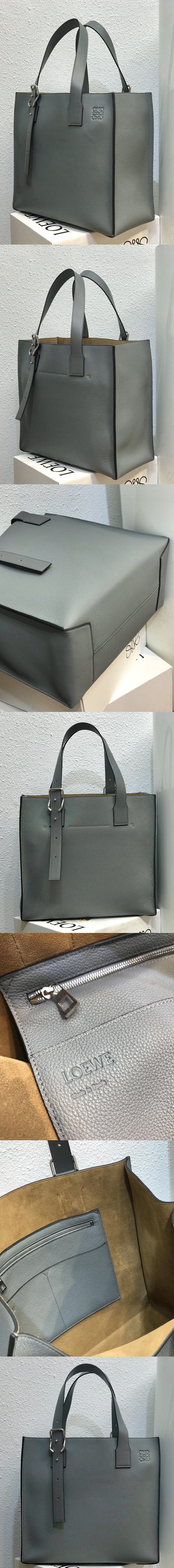 Replica Loewe Buckle tote bag in Gray soft grained calfskin