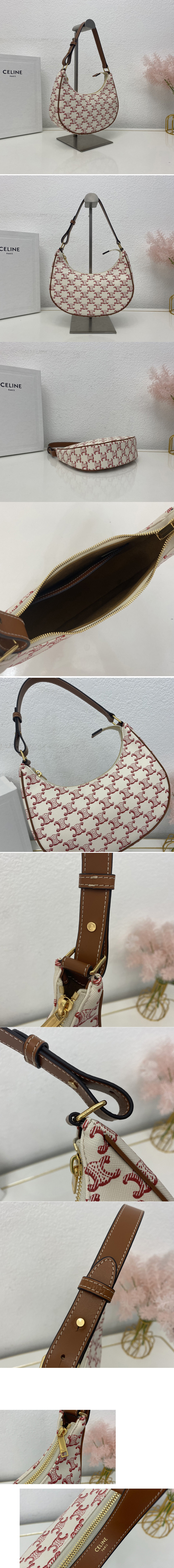 Replica Celine 193952 AVA BAG IN Red TRIOMPHE CANVAS AND CALFSKIN 