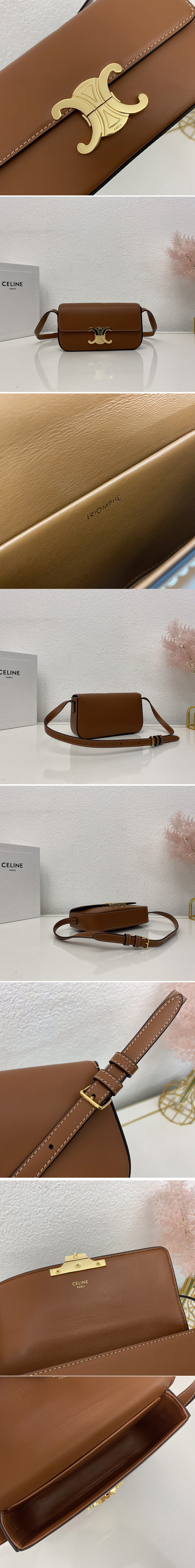 Replica Celine 194143 TRIOMPHE SHOULDER BAG IN NATURAL CALFSKIN Tan