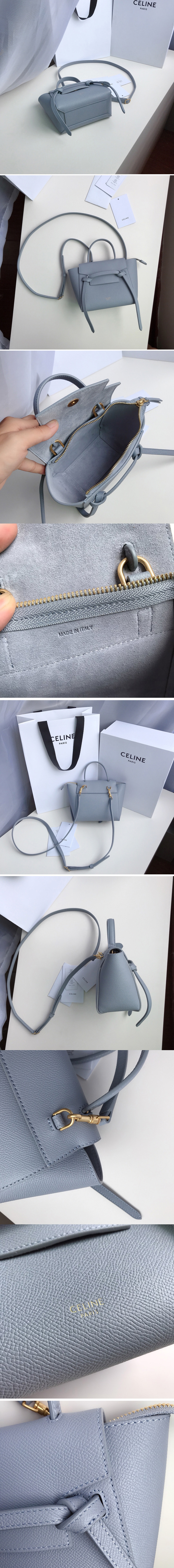 Replica Celine 194263 PICO BELT BAG IN Light Blue GRAINED CALFSKIN