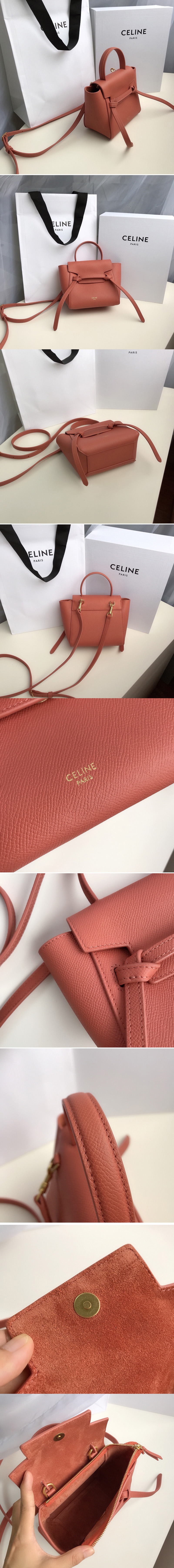 Replica Celine 194263 PICO BELT BAG IN Pink GRAINED CALFSKIN