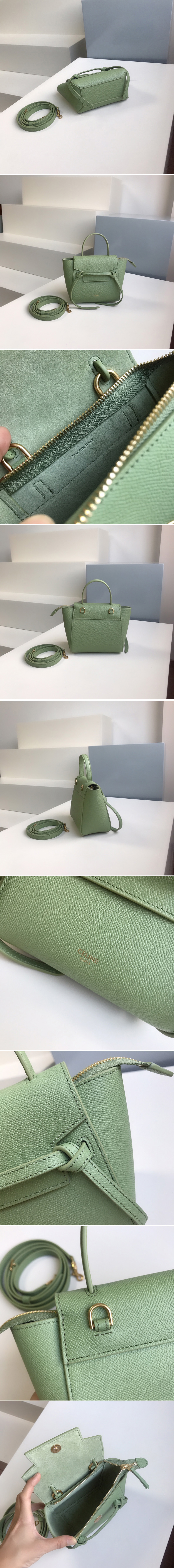 Replica Celine 194263 PICO BELT BAG IN Green GRAINED CALFSKIN