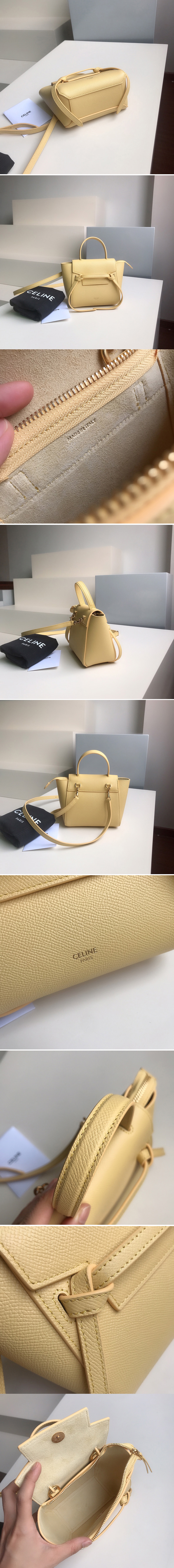 Replica Celine 194263 PICO BELT BAG IN Yellow GRAINED CALFSKIN