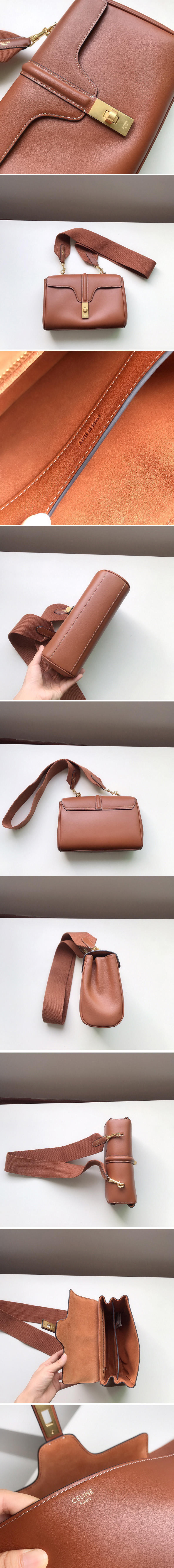 Replica Celine 196853 TEEN SOFT 16 Bag IN Tan SMOOTH CALFSKIN