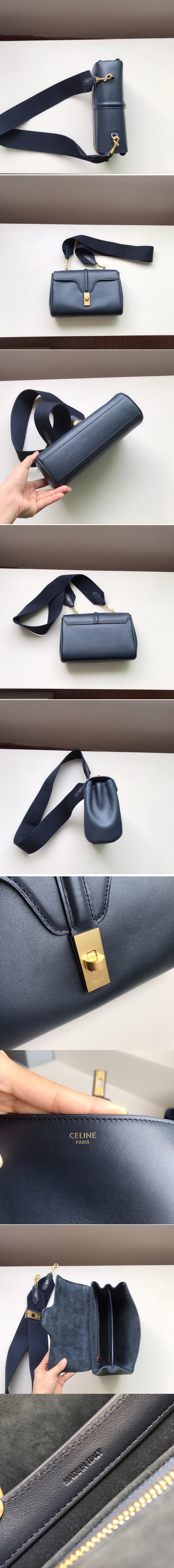 Replica Celine 196853 TEEN SOFT 16 Bag IN Blue SMOOTH CALFSKIN