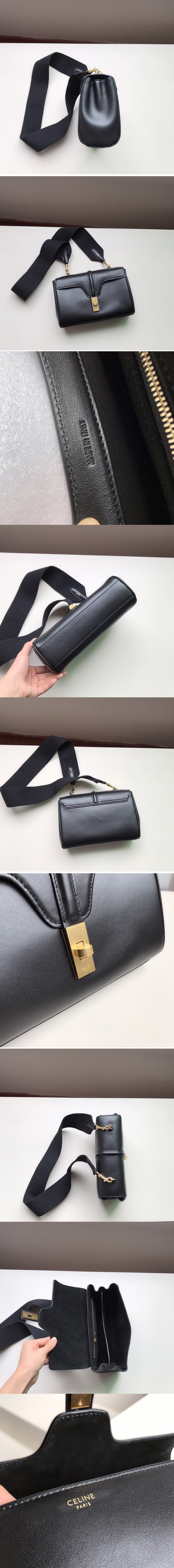 Replica Celine 196853 TEEN SOFT 16 Bag IN Black SMOOTH CALFSKIN