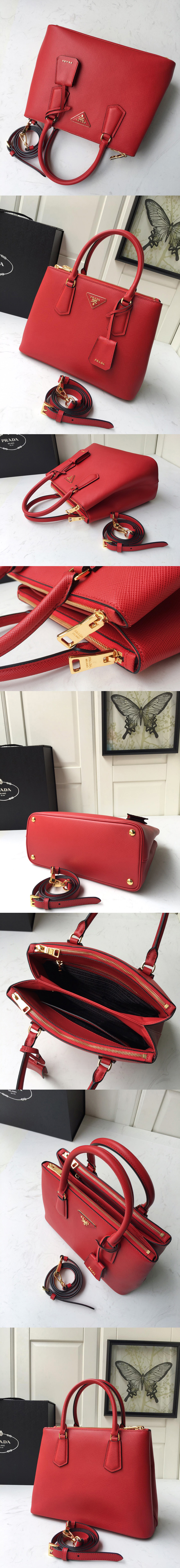 Replica Prada 1BA232 Medium Prada Galleria Saffiano leather bag in Red Saffiano leather