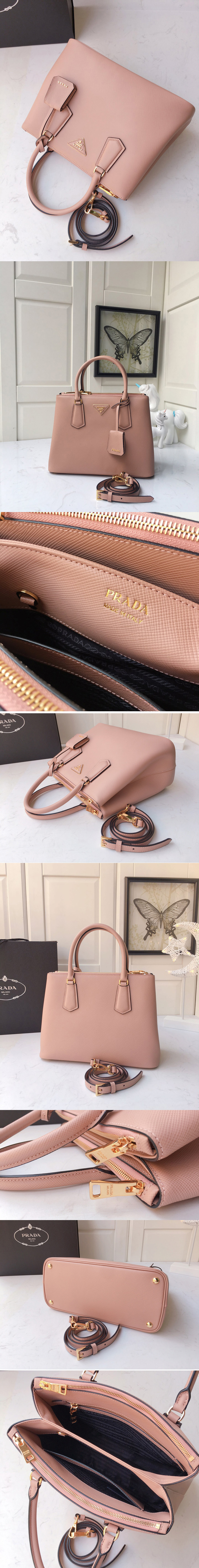 Replica Prada 1BA232 Medium Prada Galleria Saffiano leather bag in Pink Saffiano leather