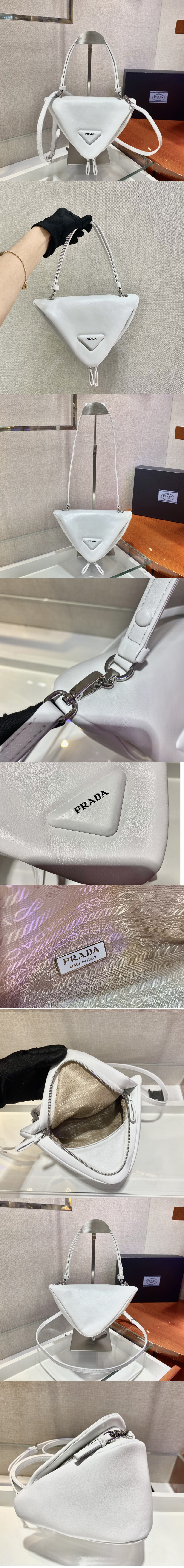 Replica Prada 1BA315 Padded nappa leather handbag in White nappa leather