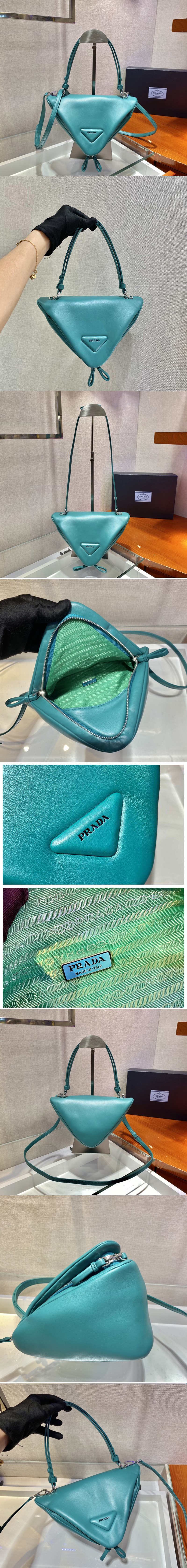 Replica Prada 1BA315 Padded nappa leather handbag in Green nappa leather