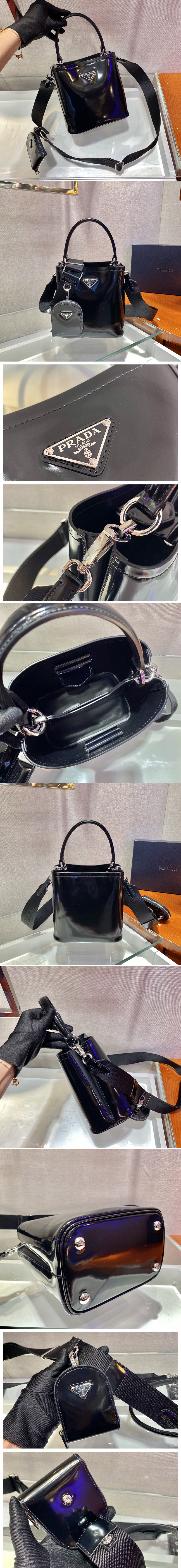 Replica Prada 1BA319 Prada Panier Bag in Black Leather