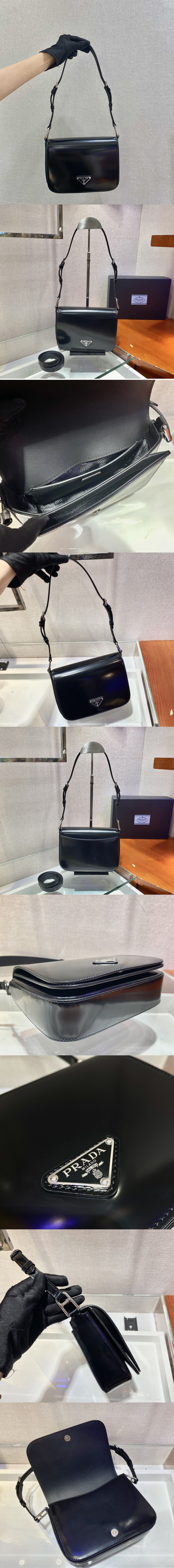 Replica Prada 1BD308 Leather Bag in Black Leather