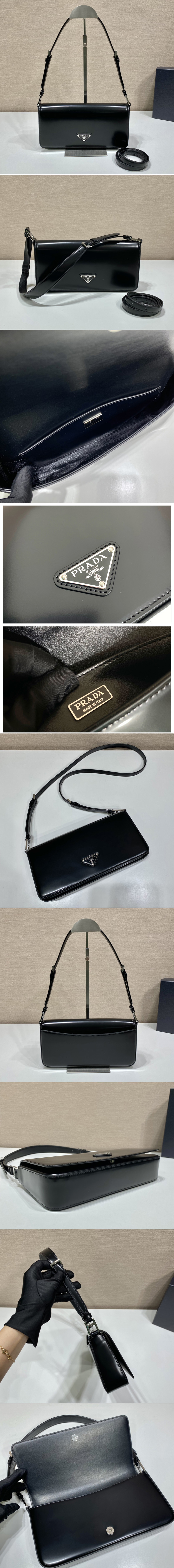 Replica Prada 1BD323 Brushed leather Prada Femme bag in Black Leather