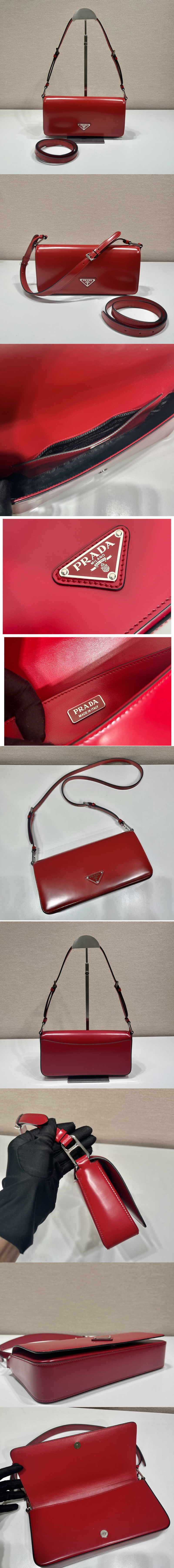 Replica Prada 1BD323 Brushed leather Prada Femme bag in Red Leather