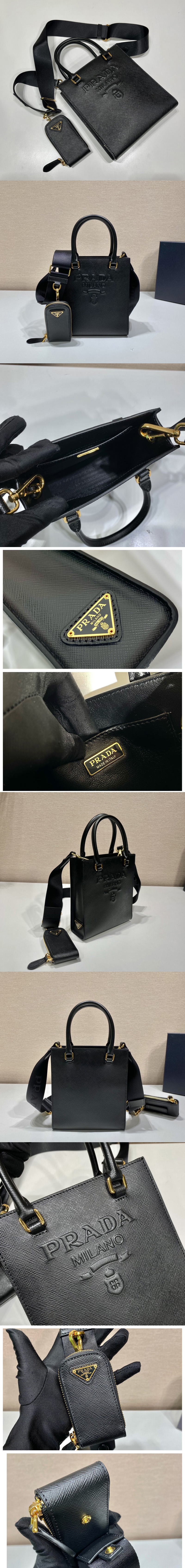 Replica Prada 1BA333 Small Saffiano leather handbag in Black Saffiano leather