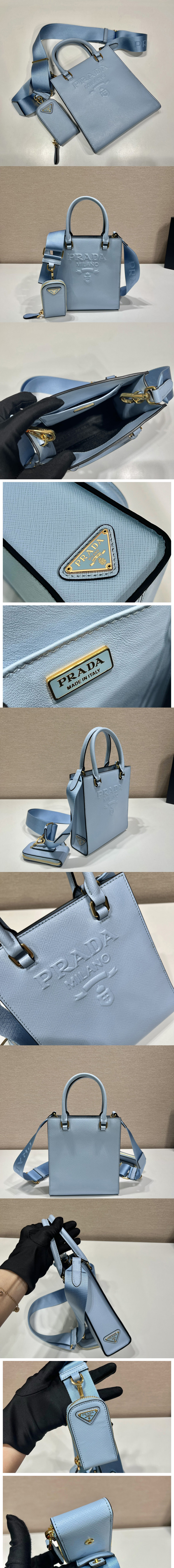 Replica Prada 1BA333 Small Saffiano leather handbag in Blue Saffiano leather