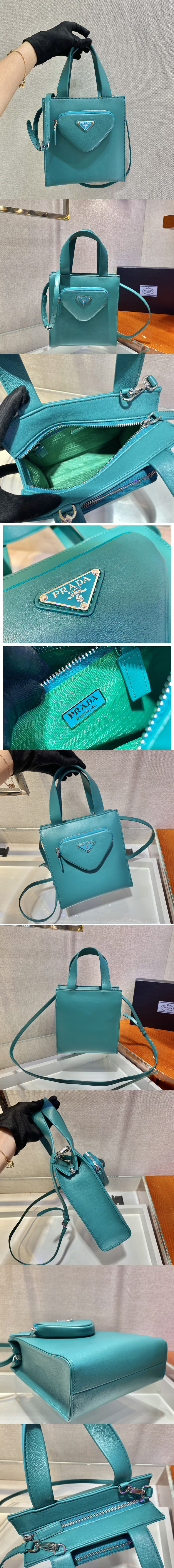 Replica Prada 1BG418 Nappa leather tote bag in Green nappa leather