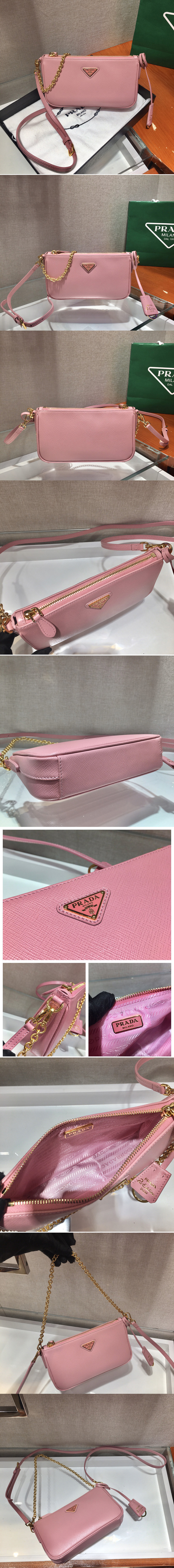 Replica Prada 1BH171 Prada Re-Edition 2000 shoulder bag in Pink Saffiano leather