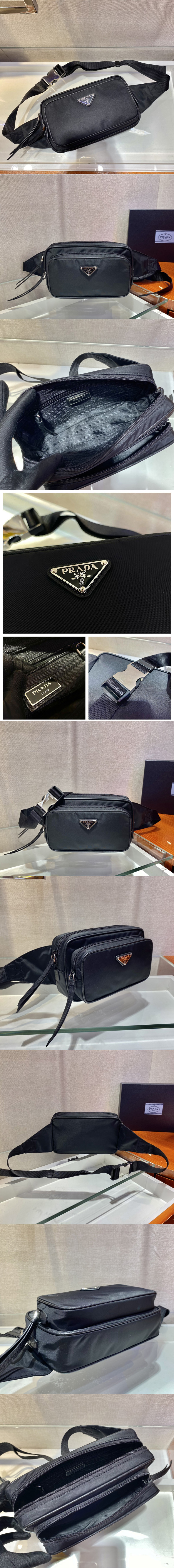 Replica Prada 1BL010 Nylon Belt Bag in Black Nylon