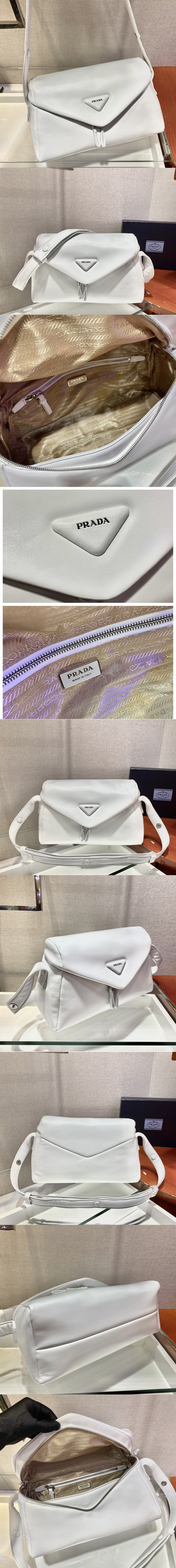 Replica Prada 1BC165 Padded nappa leather Prada Signaux bag in White nappa leather