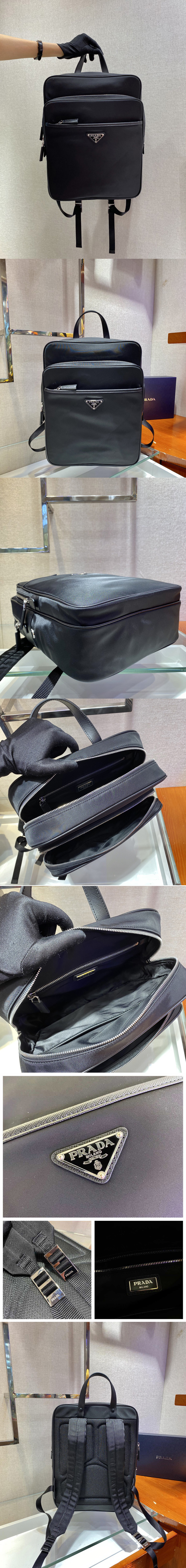 Replica Prada 2VZ064 Tessuto Backpack in Black Nylon