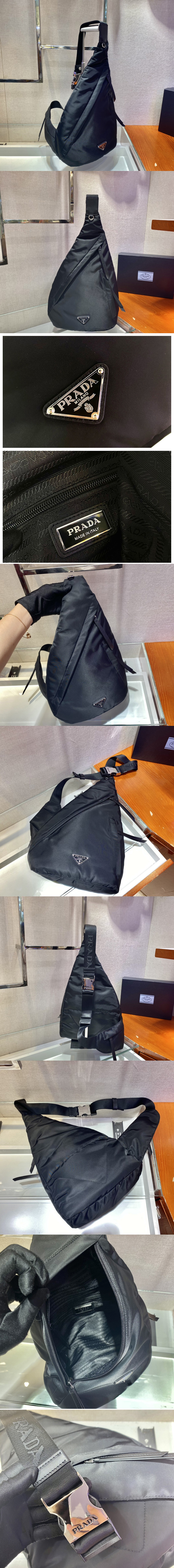 Replica Prada 2VZ092 Re-Nylon and leather backpack in Black Nylon