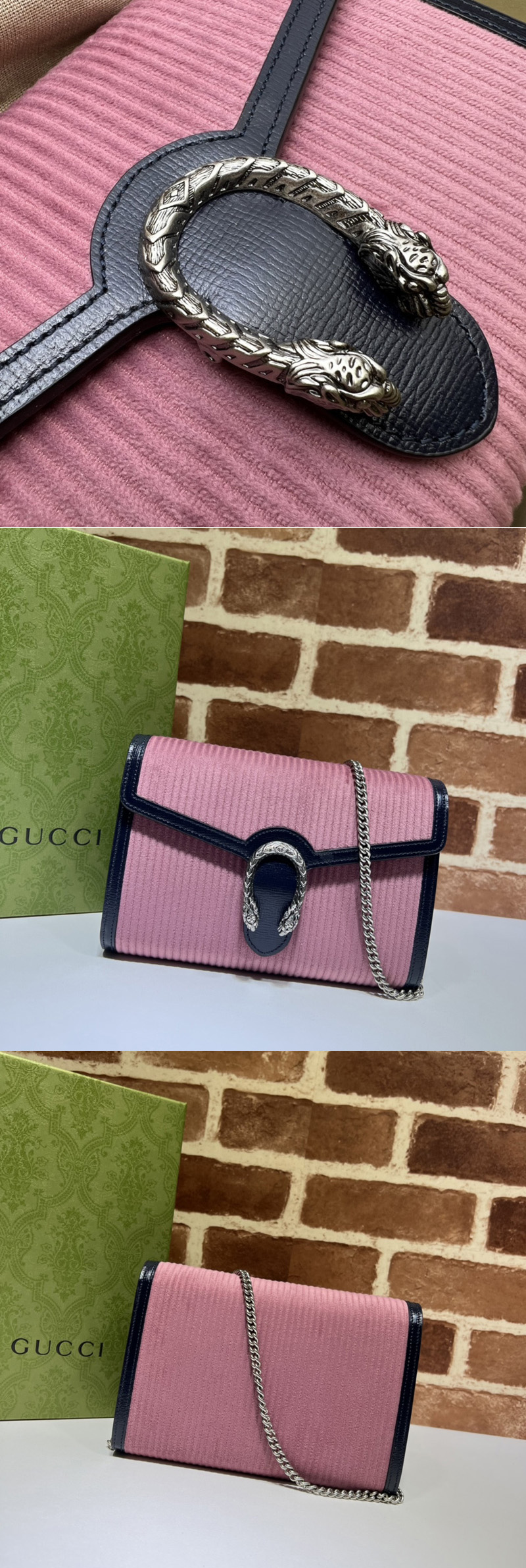 Replica Gucci 401231 Dionysus mini chain bag in Pink corduroy