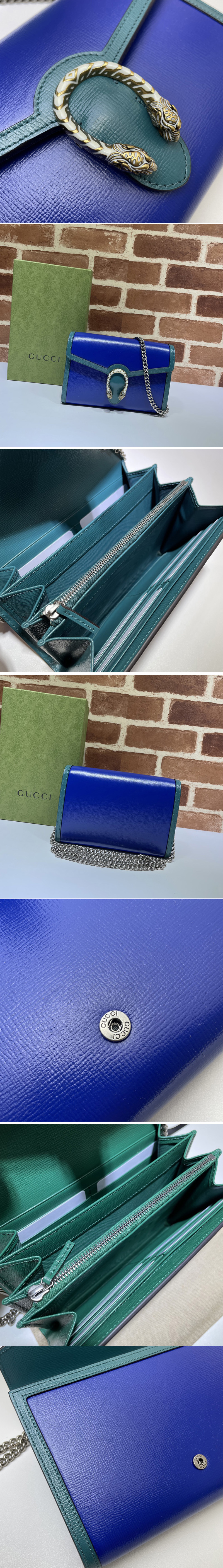 Replica Gucci 401231 Dionysus mini chain bag in Blue Leather