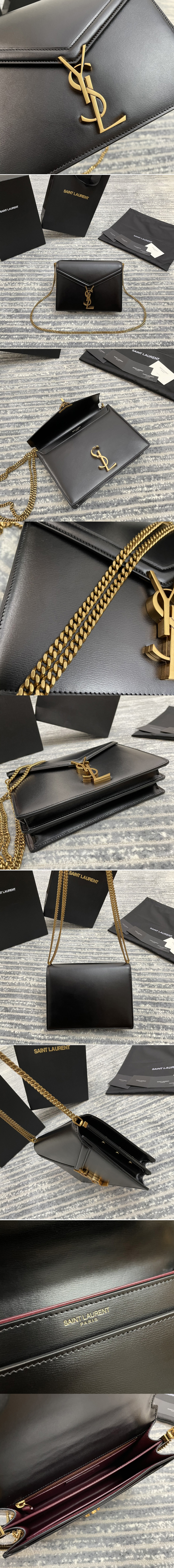 Replica Saint Laurent 532750 YSL Cassandra Monogram Clasp Bags In Black Smooth Leather