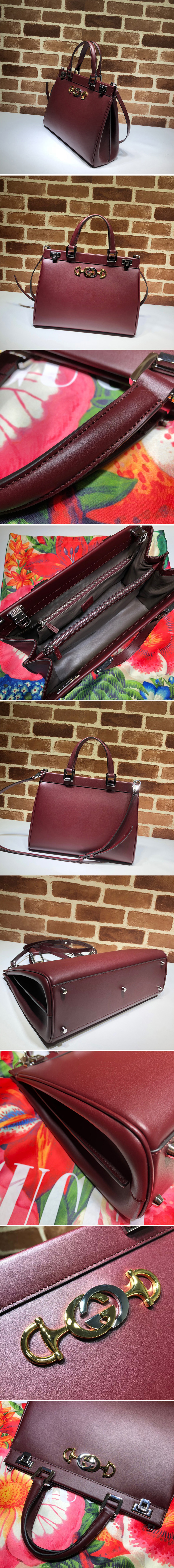 Replica Gucci 564714 Zumi medium top handle bag in Wine Leather