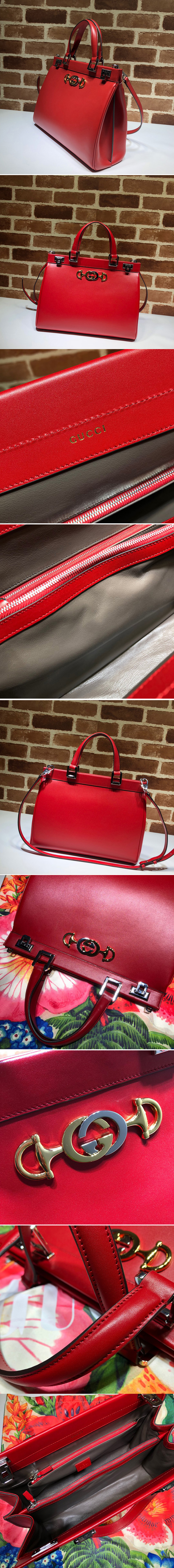 Replica Gucci 564714 Zumi medium top handle bag in Red Leather