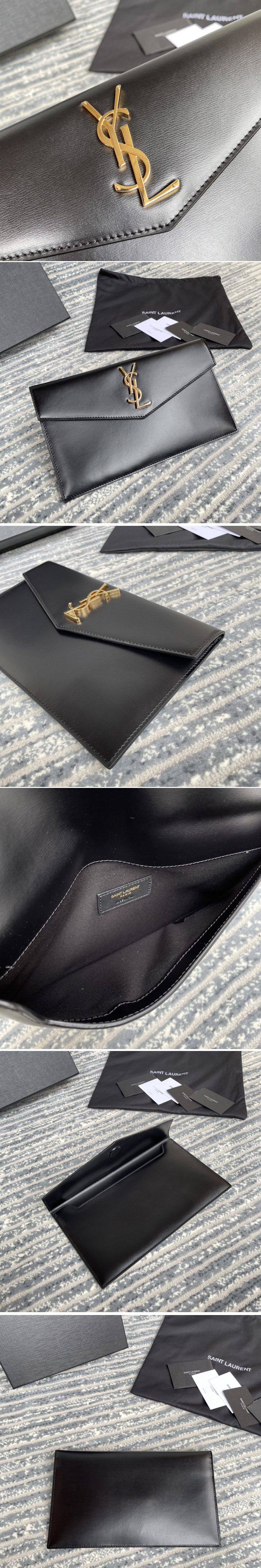 Replica Saint Laurent 565739 YSL uptown pouch in Black Smooth Leather