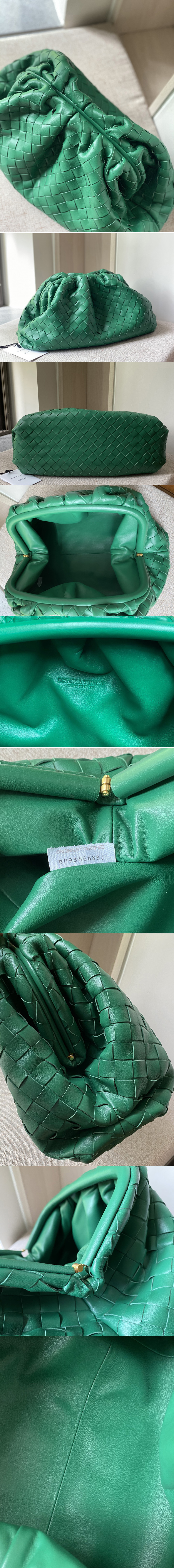 Replica Bottega Veneta 576175 pouch bag Soft voluminous clutch in Green woven leather