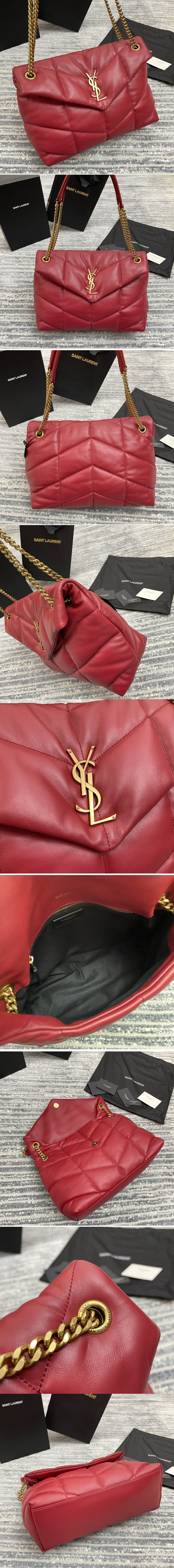 Replica Saint Laurent 577475 YSL Loulou Puffer Medium Bag in Red Quilted Lambskin Leather Gold Hardware