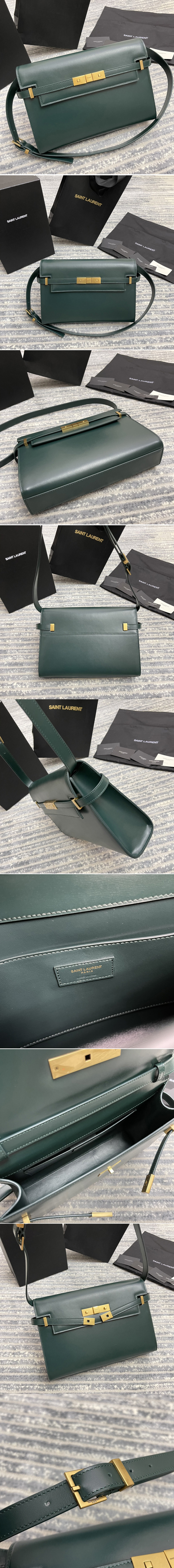 Replica Saint Laurent 579271 YSL MANHATTAN SHOULDER BAG IN Green SMOOTH LEATHER