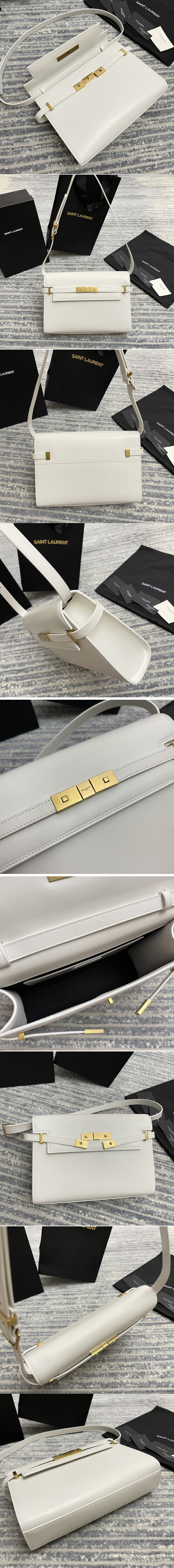 Replica Saint Laurent 579271 YSL MANHATTAN SHOULDER BAG IN White SMOOTH LEATHER