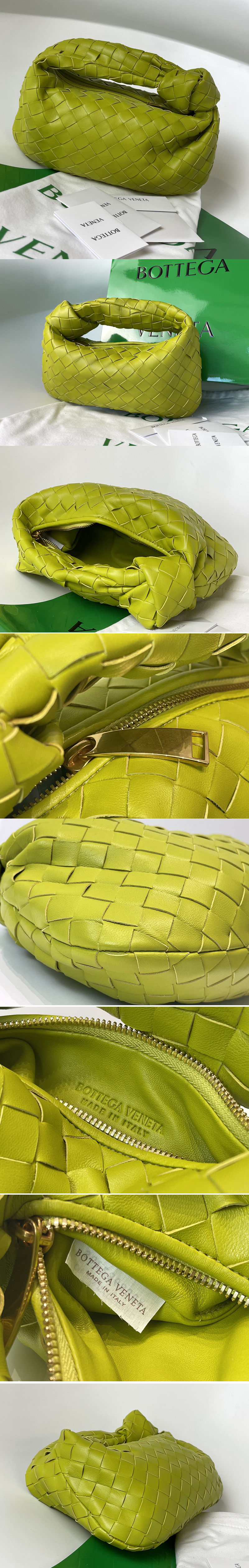 Replica Bottega Veneta 609409 Mini Jodie Rounded hobo bag in Green Intrecciato leather