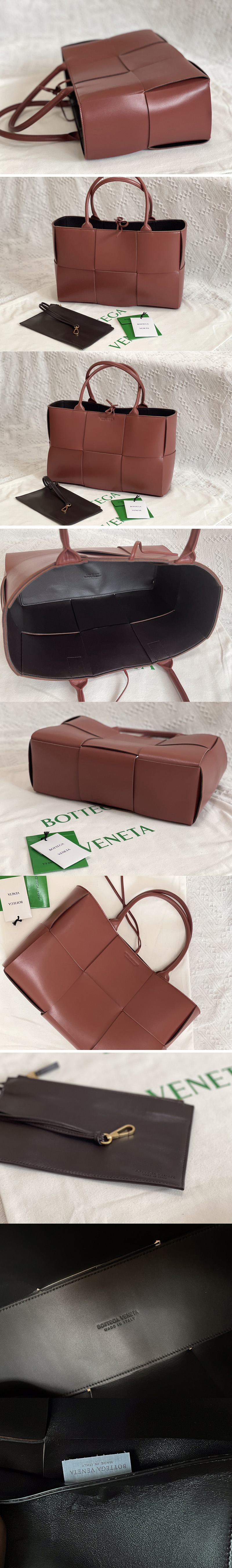 Replica Bottega Veneta 609175 Arco tote bag in Bordeaux Intrecciato leather