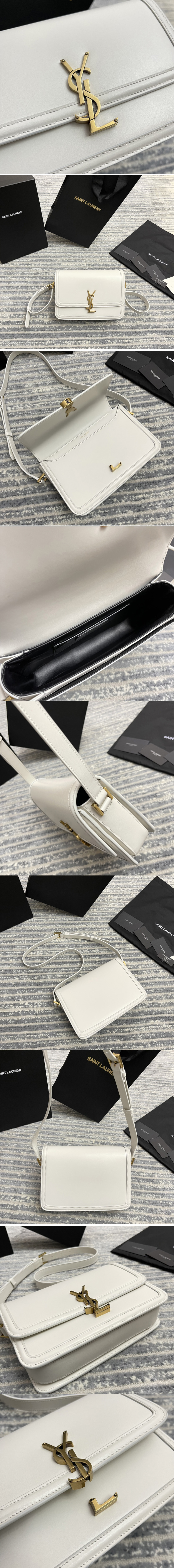 Replica Saint Laurent 634305 YSL SOLFERINO MEDIUM SATCHEL Bag IN White BOX SAINT LAURENT LEATHER