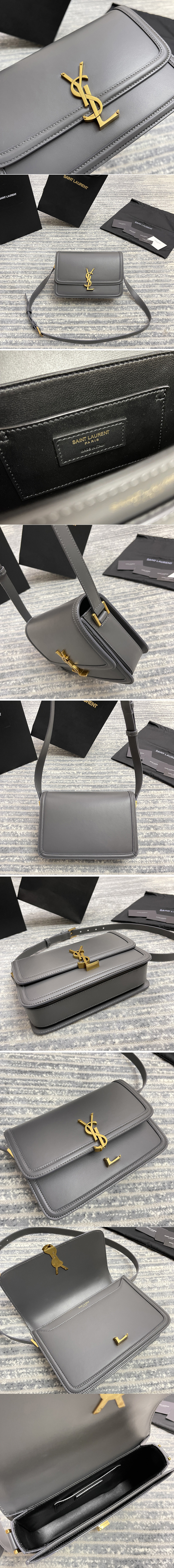 Replica Saint Laurent 634305 YSL SOLFERINO MEDIUM SATCHEL Bag IN Grey BOX SAINT LAURENT LEATHER