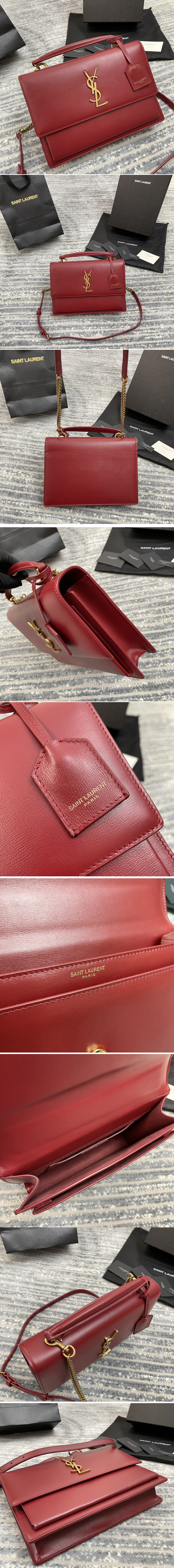 Replica Saint Laurent 634723 YSL MEDIUM SUNSET SATCHEL Bag IN Red SMOOTH LEATHER