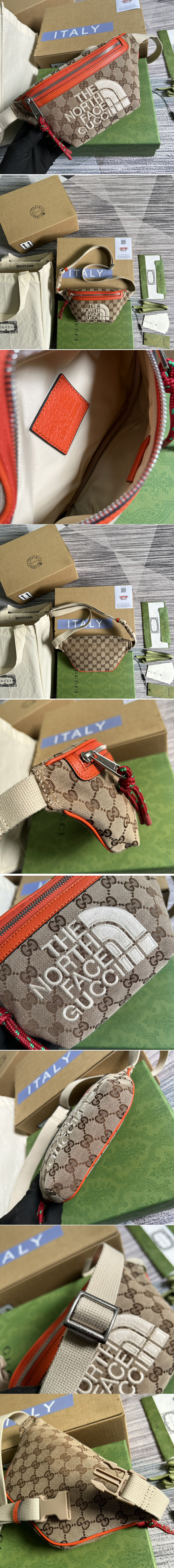 Replica Gucci ‎650299 The North Face x Gucci belt bag in Beige and ebony Original GG canvas