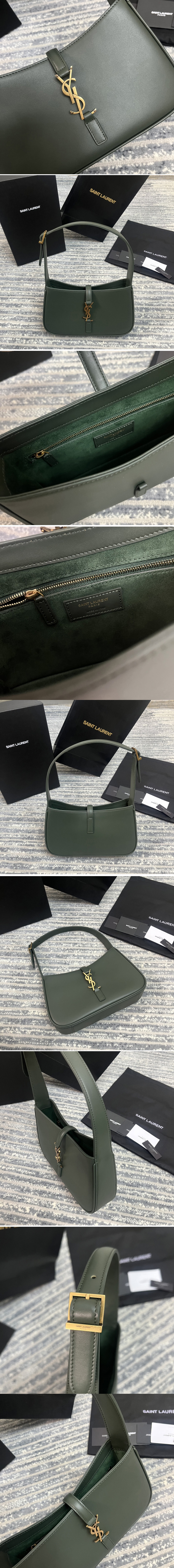 Replica Saint Laurent 657228 YSL LE 5 À 7 HOBO BAG IN Green Smooth LEATHER