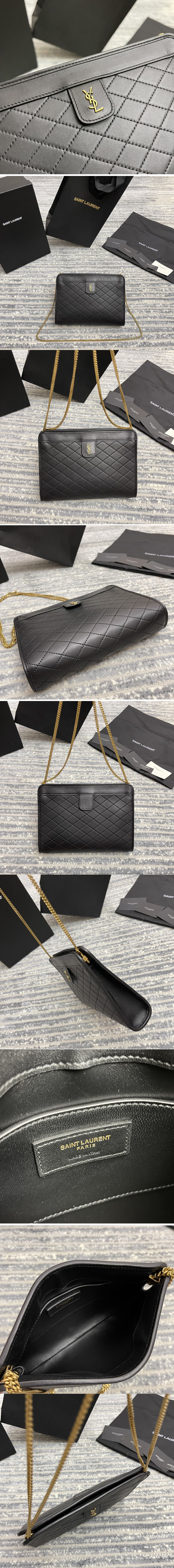 Replica Saint Laurent 657361 YSL VICTOIRE BABY CLUTCH Bag IN Black LEATHER