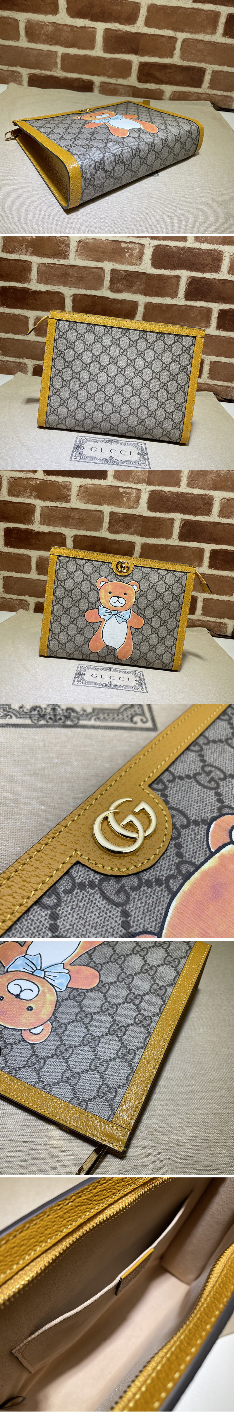 Replica Gucci 660513 Kai x Gucci Pouch in Beige/ebony GG Supreme canvas