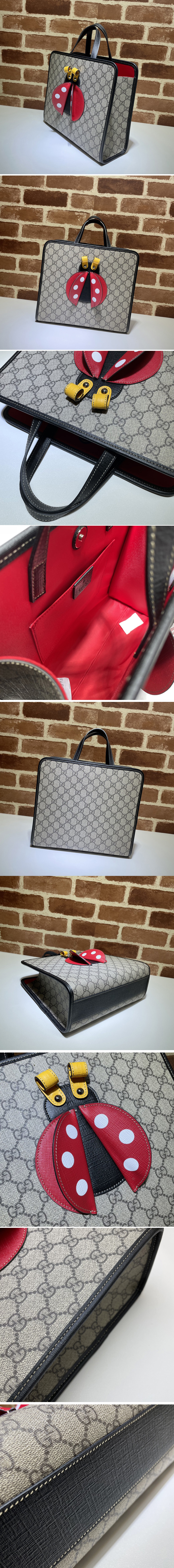 Replica Gucci 664083 Children's ladybug tote bag in GG Supreme canvas