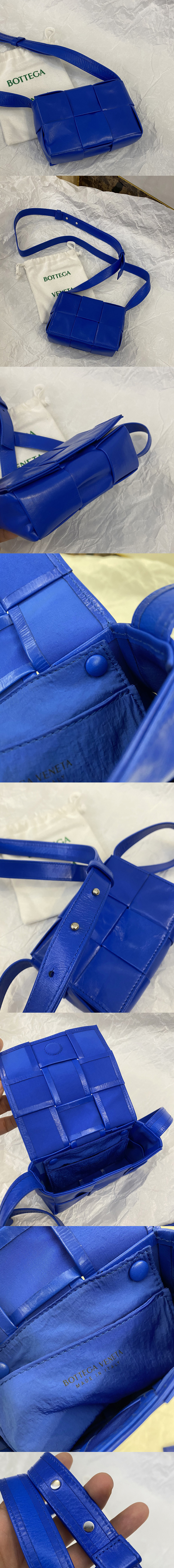 Replica Bottega Veneta 667048 Cassette mini bag in Cobalt Intreccio leather