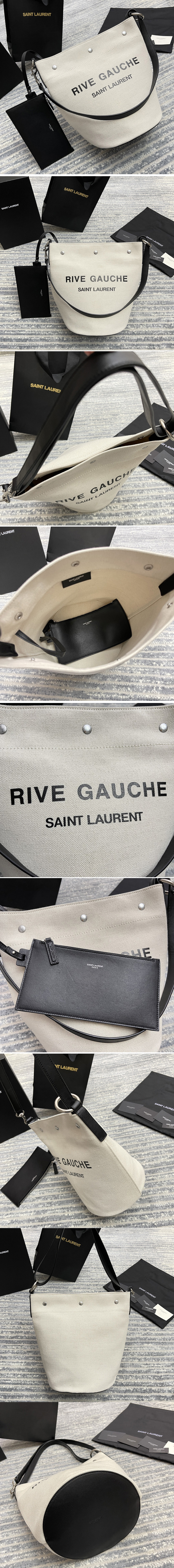 Replica Saint Laurent 669299 YSL rive gauche bucket bag in linen