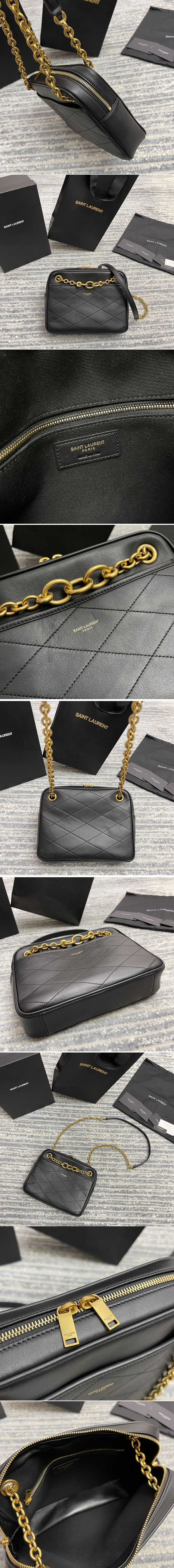 Replica Saint Laurent 669308 YSL LE MAILLON SMALL CHAIN BAG IN Black QUILTED LAMBSKIN